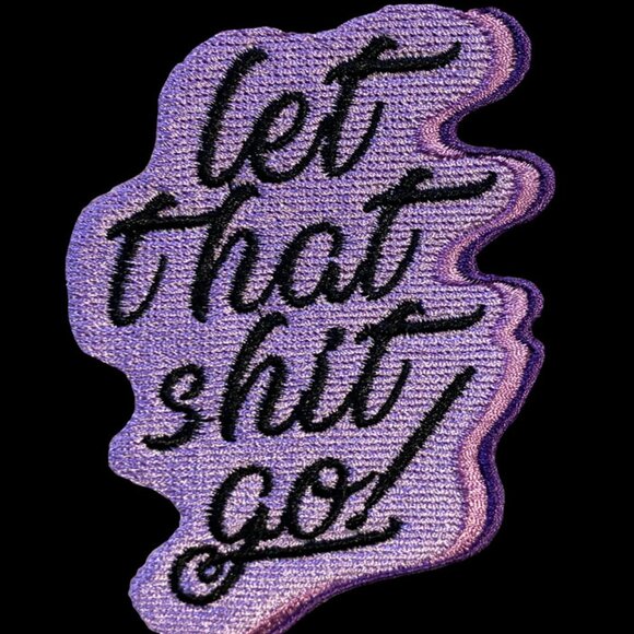 Let That Shit Go Purple Embroidered Tote Bag - Black - Picture 2 of 2